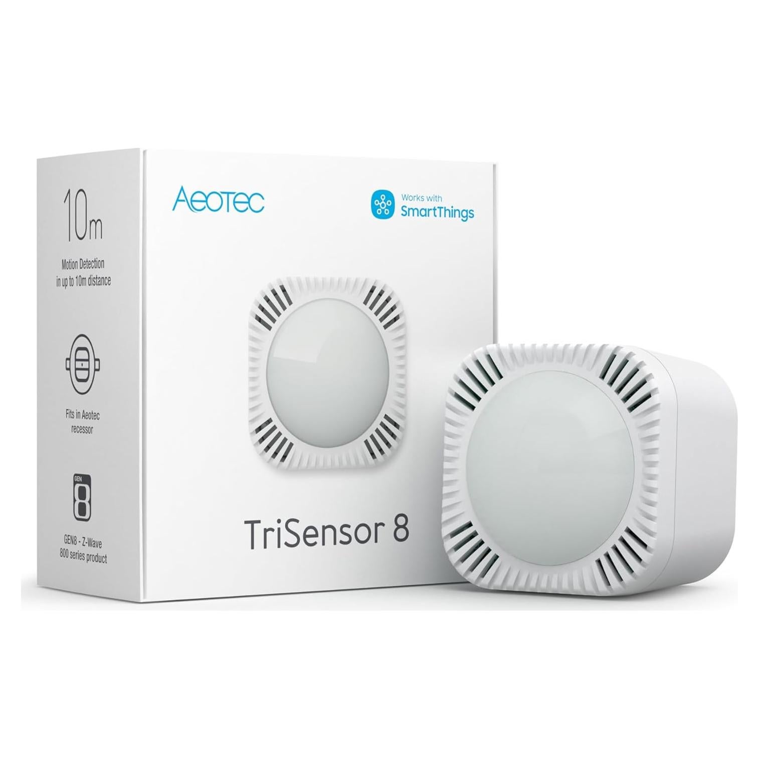 Sensor TriSensor 8 Aeotec Z-Wave 800 3 en 1 Movimiento Luz Temperatura