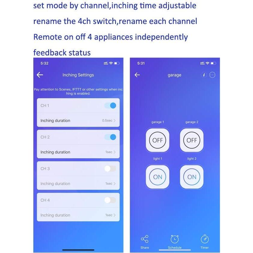 Módulo Relé Inteligente WiFi MHCOZY 5-32V 4CH Control Remoto