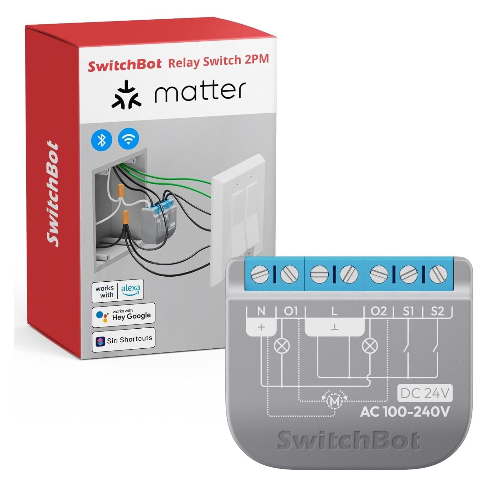 Interruptor Relé Inteligente SwitchBot 2PM, Control Doble Luz, Wi-Fi y Bluetooth