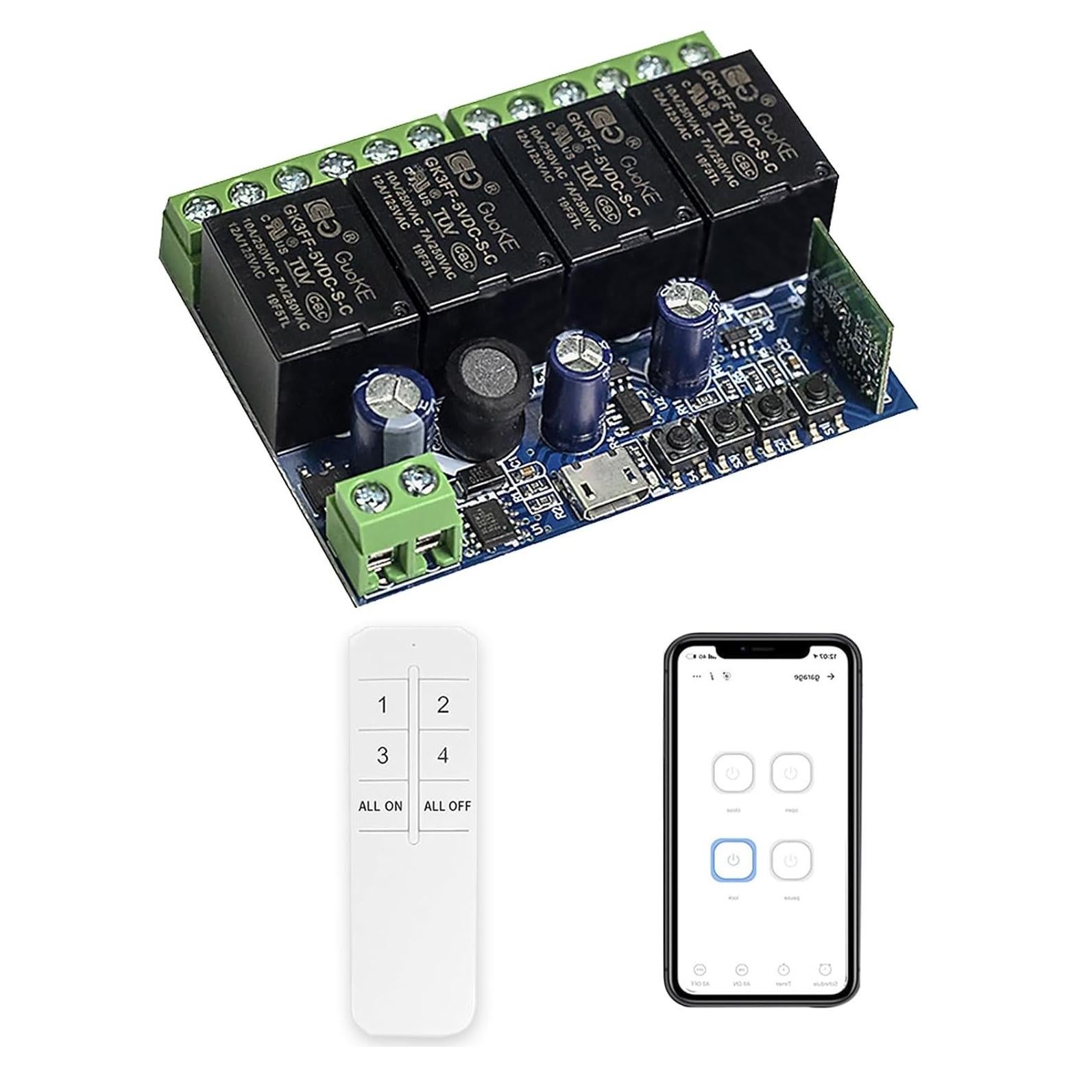 Módulo Relé Inteligente WiFi 4 Canales QIACHIP Control Remoto