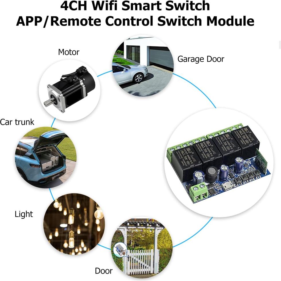 Módulo Relé Inteligente WiFi 4 Canales QIACHIP Control Remoto