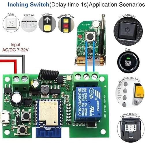 Interruptor WiFi Huacaoe 1CH 12V Inching Auto-Bloqueo