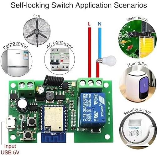 Interruptor WiFi Huacaoe 1CH 12V Inching Auto-Bloqueo