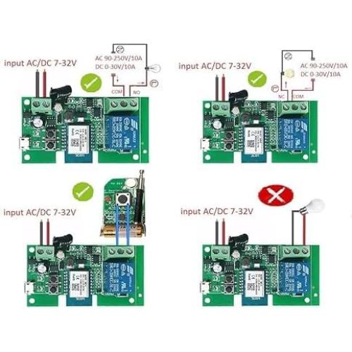 Interruptor WiFi Huacaoe 1CH 12V Inching Auto-Bloqueo