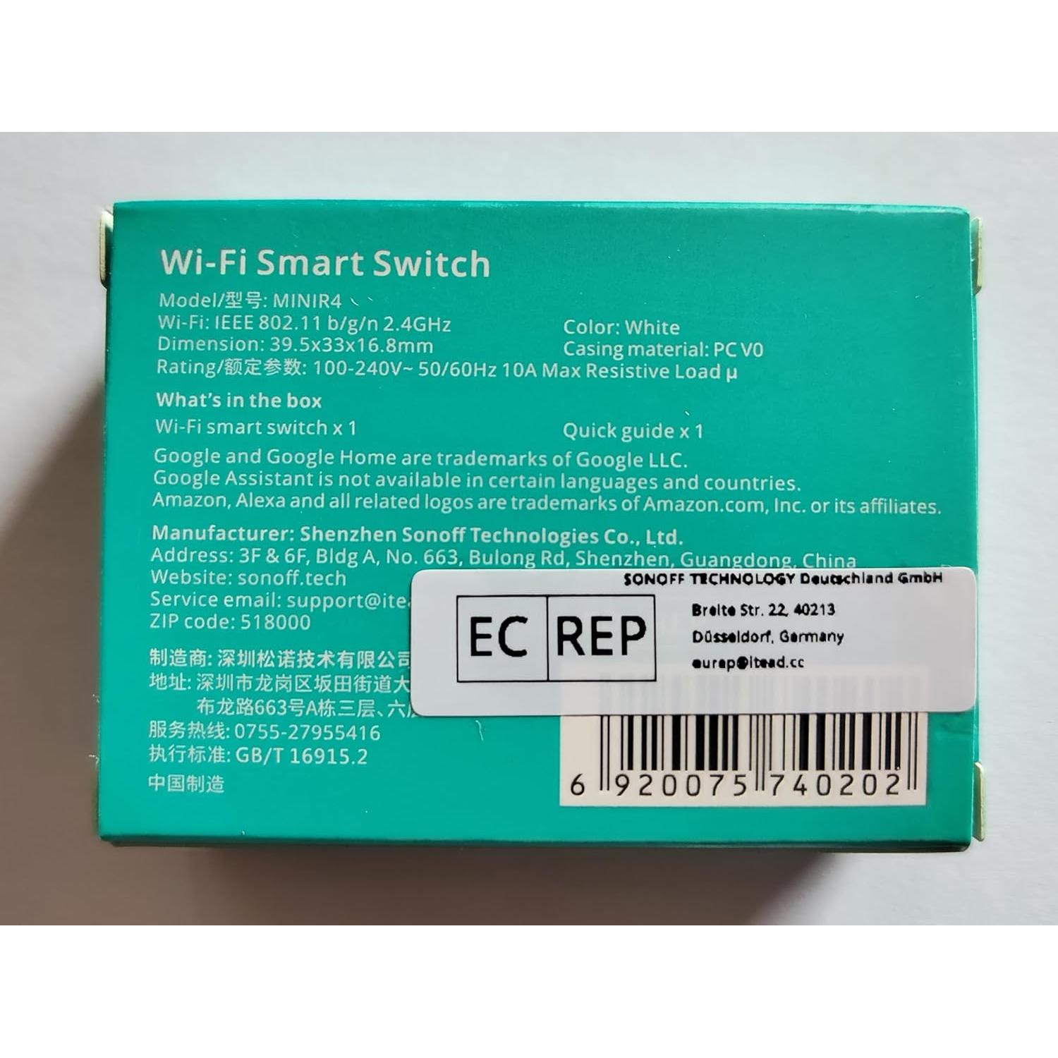 Interruptor WiFi Inteligente SONOFF MINIR4 2400W Control APP
