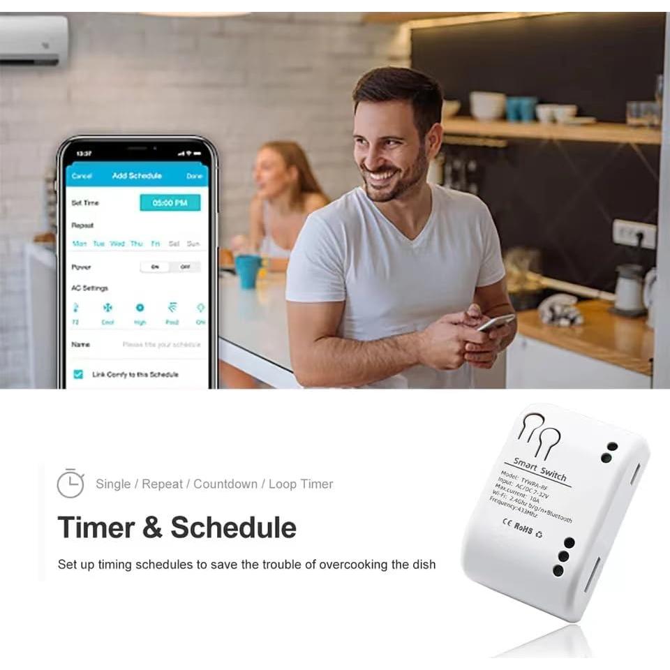 Interruptor Inteligente WiFi Yitouniu 1CH Control Remoto 12V