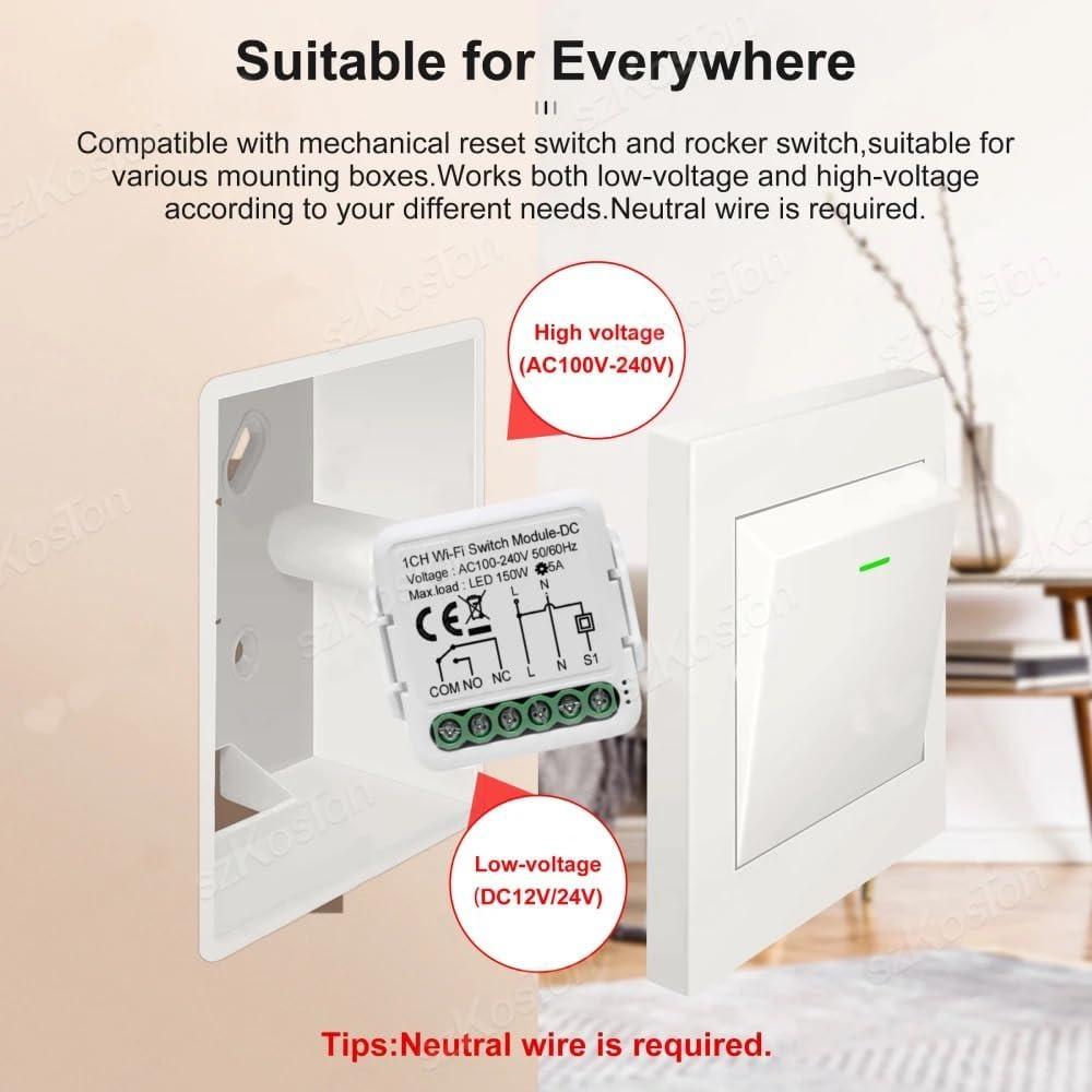 Interruptor Inteligente ZigBee URURTM 1 Canal 12V 24V AC