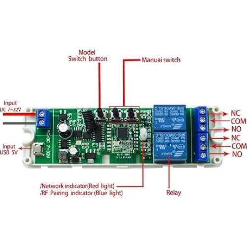Interruptor Relé Inteligente Zigbee Huacaoe 2 Canales 5-32V