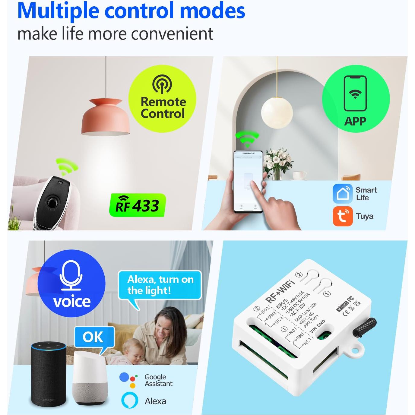 Interruptor Inteligente WiFi + RF DieseRC TY-2CH 2 Canales