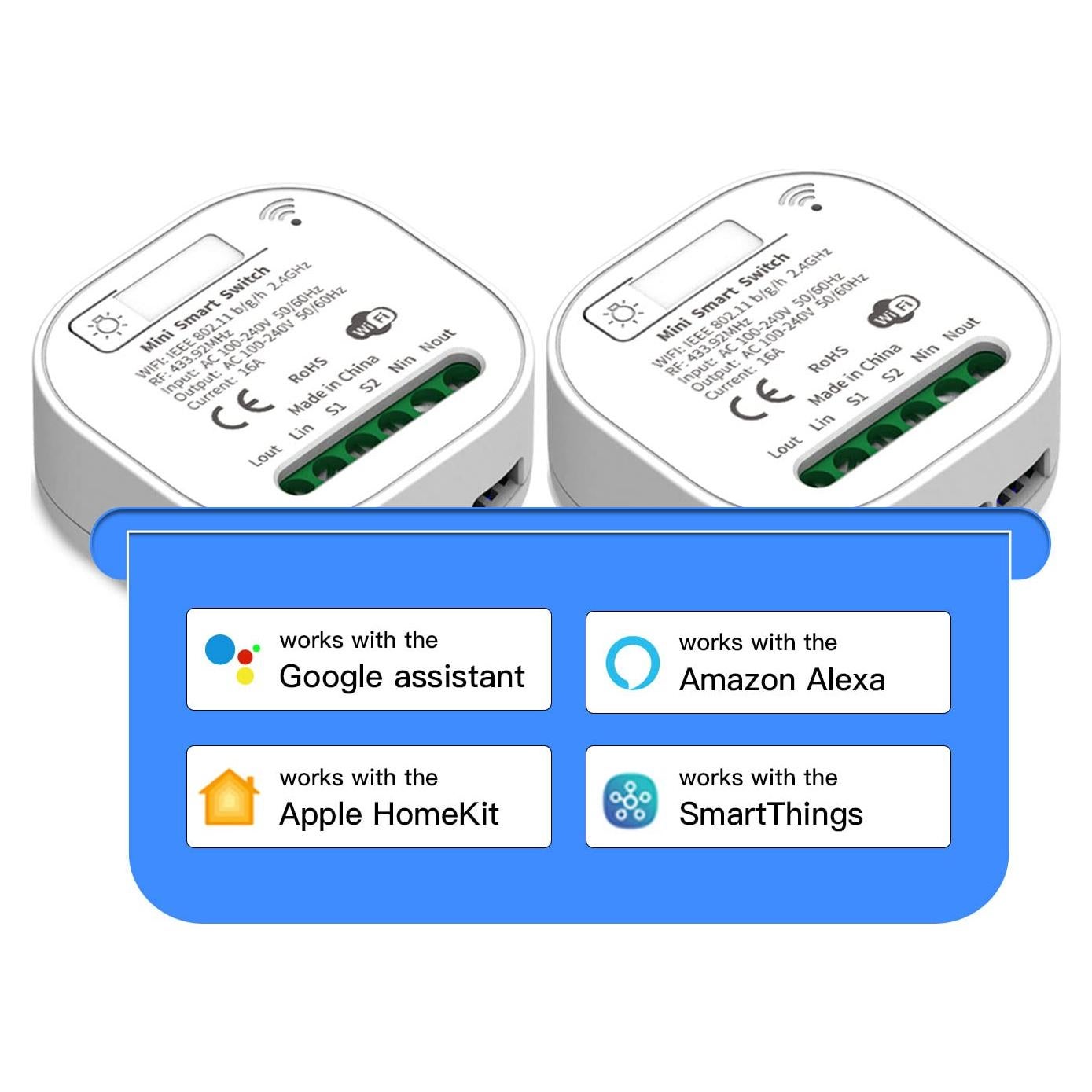 Interruptor de Relé WiFi DoHome, Control Remoto Inalámbrico 2 Pzas