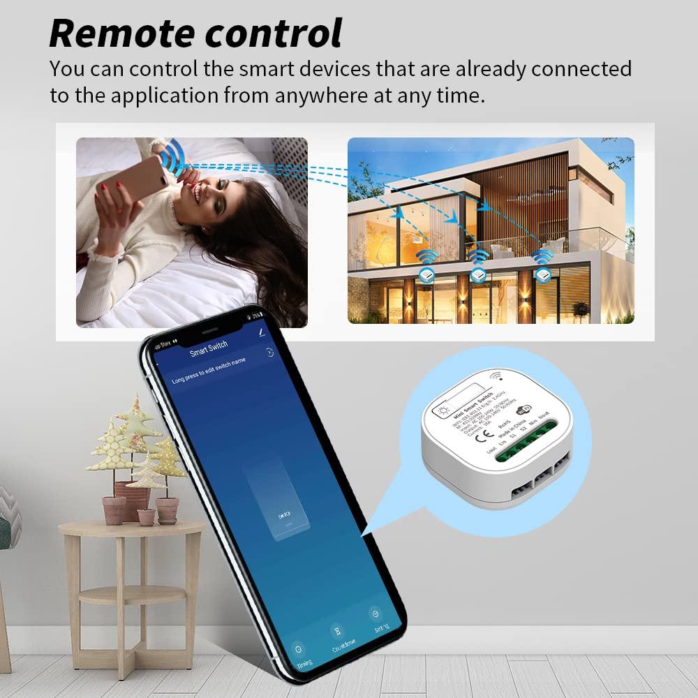 Interruptor de Relé WiFi DoHome, Control Remoto Inalámbrico 2 Pzas