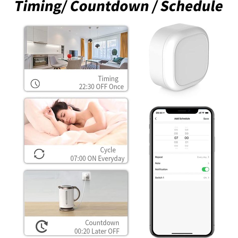 Interruptor de Relé WiFi DoHome, Control Remoto Inalámbrico 2 Pzas