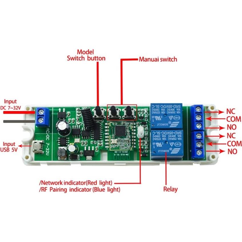 Interruptor Inteligente ZigBee MHCOZY 2 Canales 5V-250V