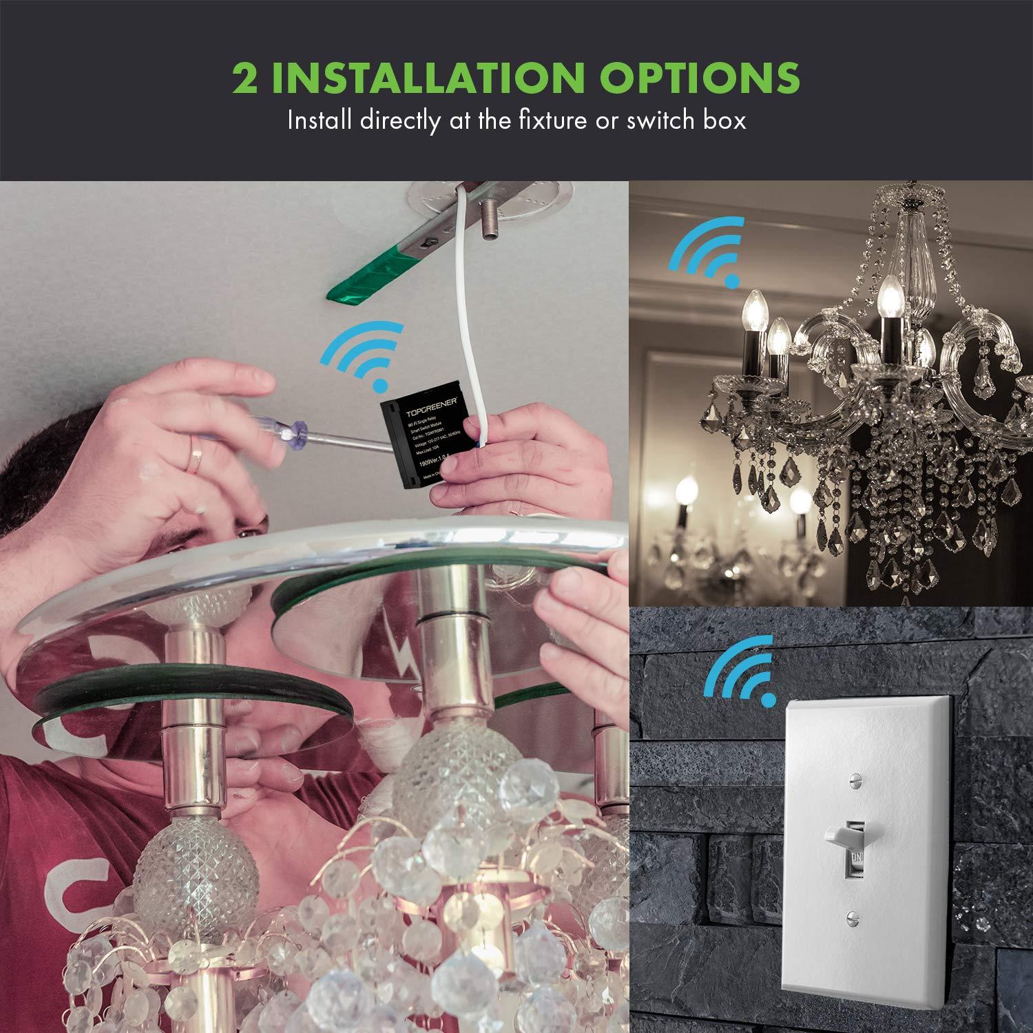 Módulo de Relé Wi-Fi TOPGREENER TGWFRSM1, Interruptor Inteligente Oculto