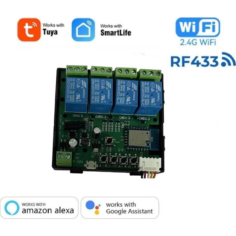 Módulo Relé Inteligente WiFi 4 Canales MHCOZY 5V-32V