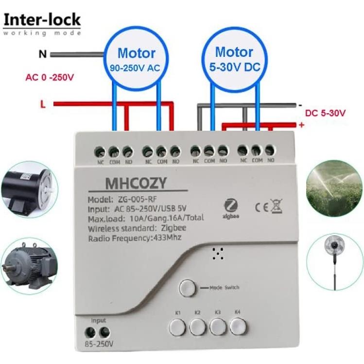 Interruptor de Relé Inalámbrico Zigbee MHCOZY 4CH 85-250V