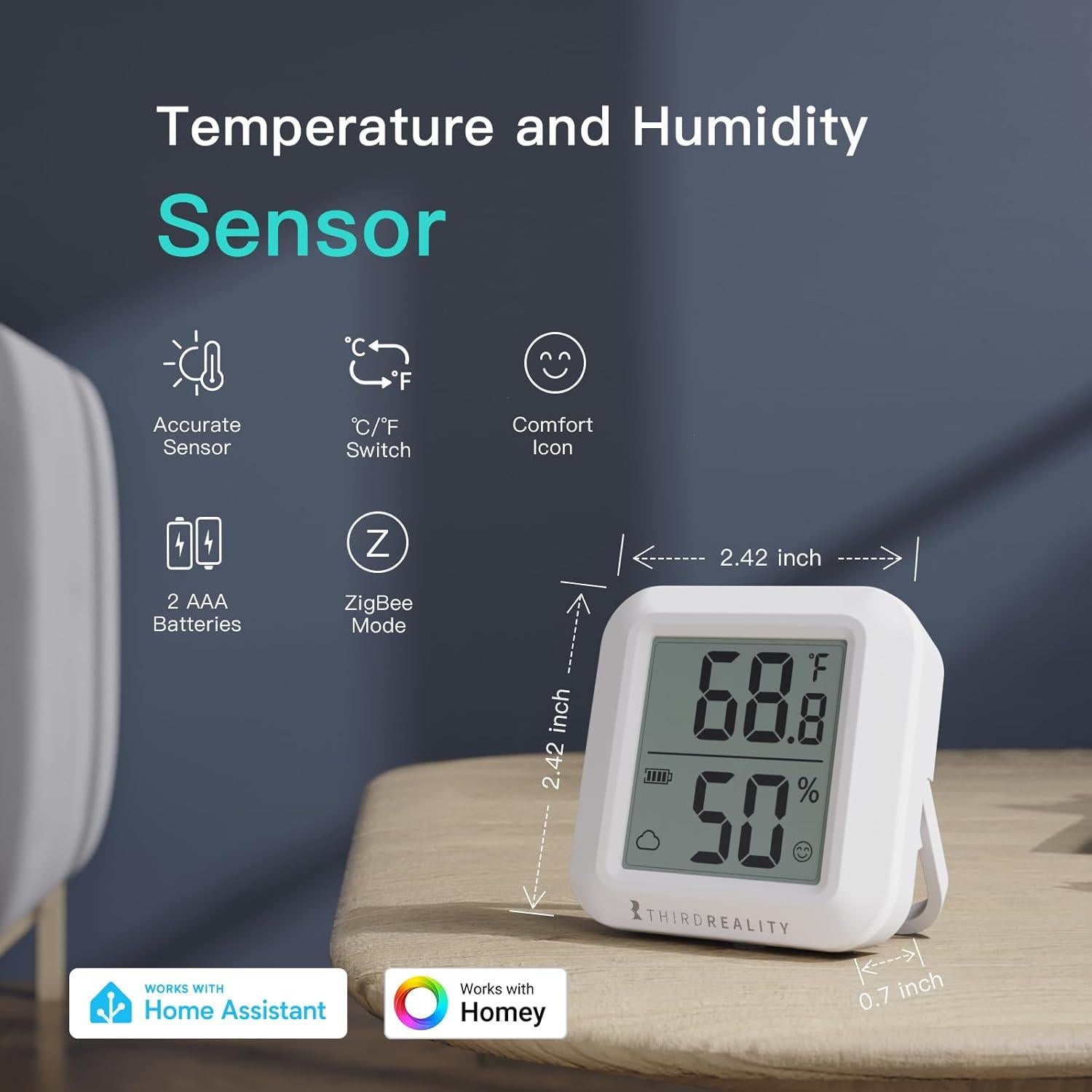 Sensor de Temperatura y Humedad Zigbee ThirdReality LCD