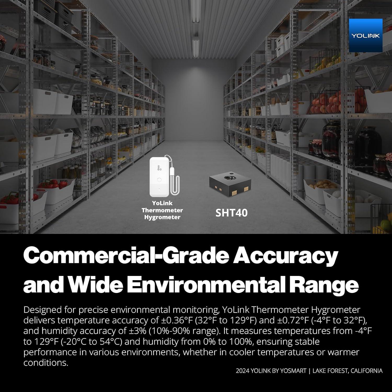 Termómetro e Higrómetro Inalámbrico YoLink, Paquete de 3, Alertas