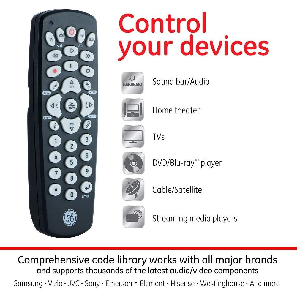 Control Remoto Universal GE 4 Dispositivos Negro 34708
