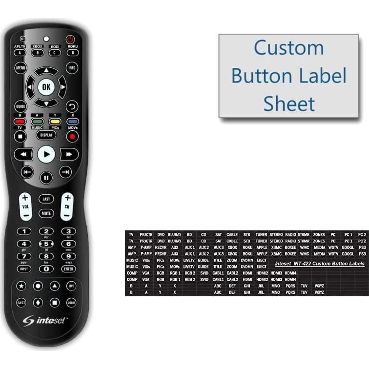 Control Remoto Universal Inteset INT-422 Retroiluminado 4 en 1