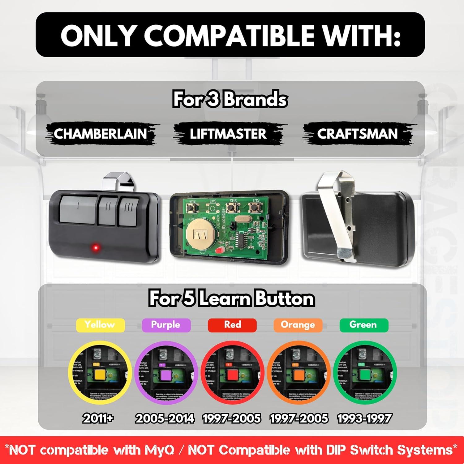 Control Remoto Garage Stop 893LM LiftMaster Craftsman 2 Unidades