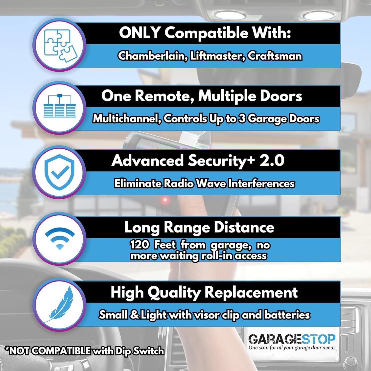 Control Remoto Garage Stop 893LM LiftMaster Craftsman 2 Unidades
