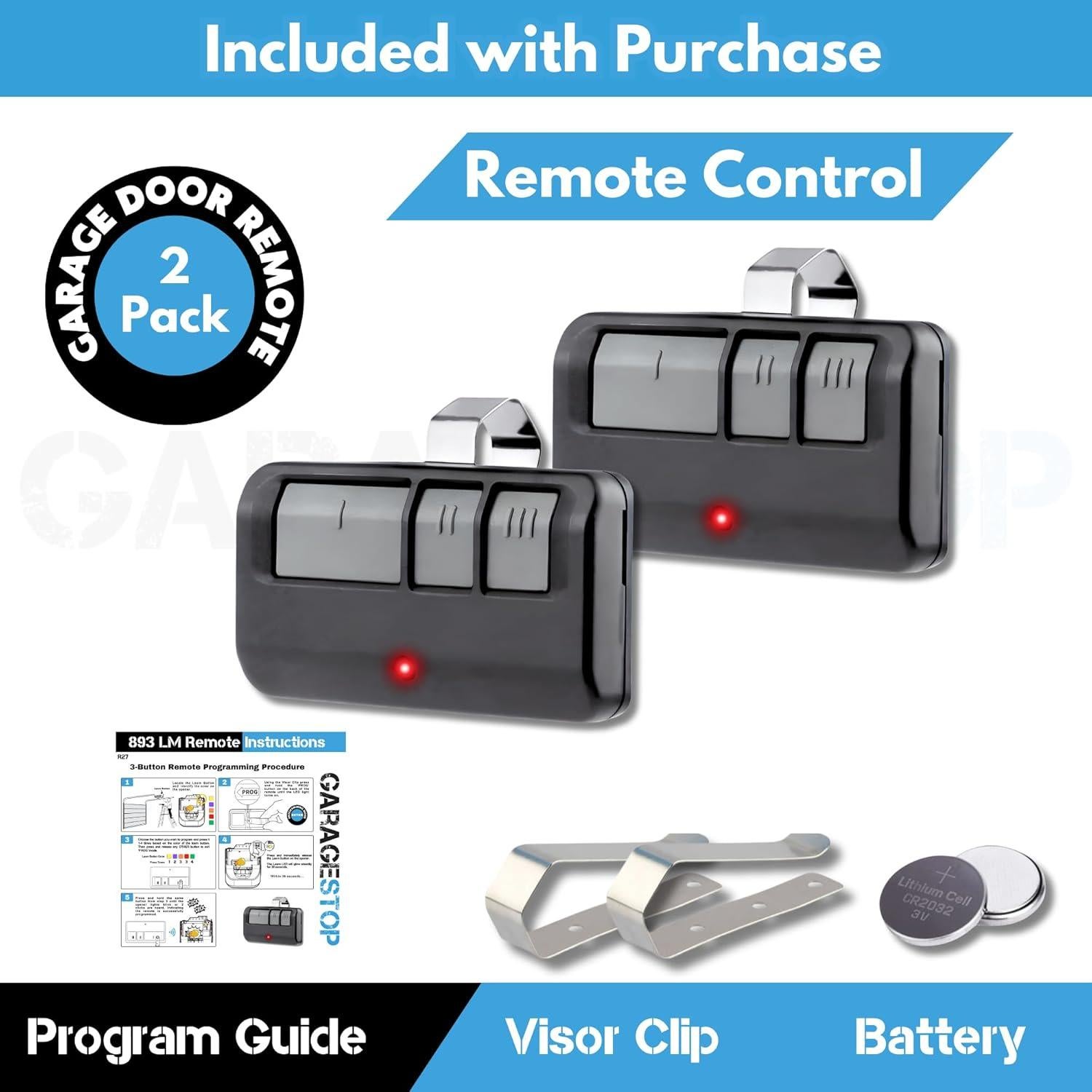 Control Remoto Garage Stop 893LM LiftMaster Craftsman 2 Unidades