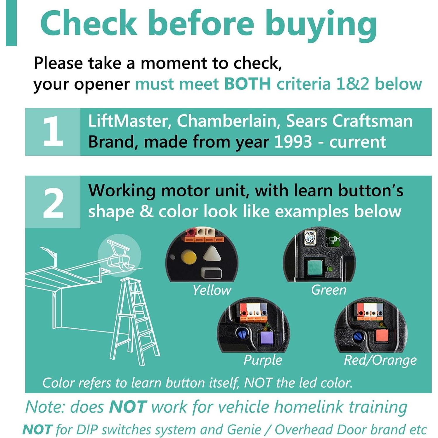Control Remoto de Garaje Chamberlain LiftMaster 893LM 893Max