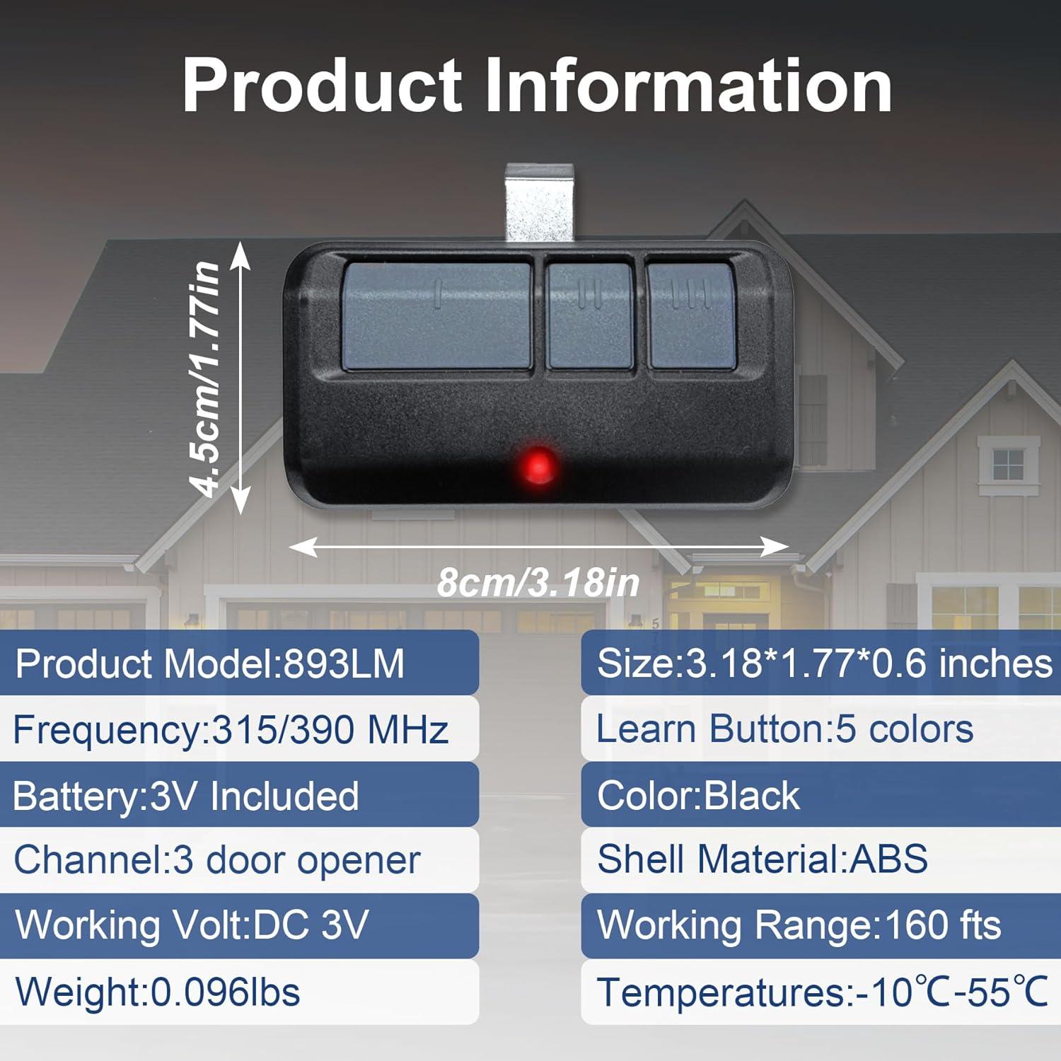 Control Remoto Universal GIOATY 893MAX para Puerta de Garaje