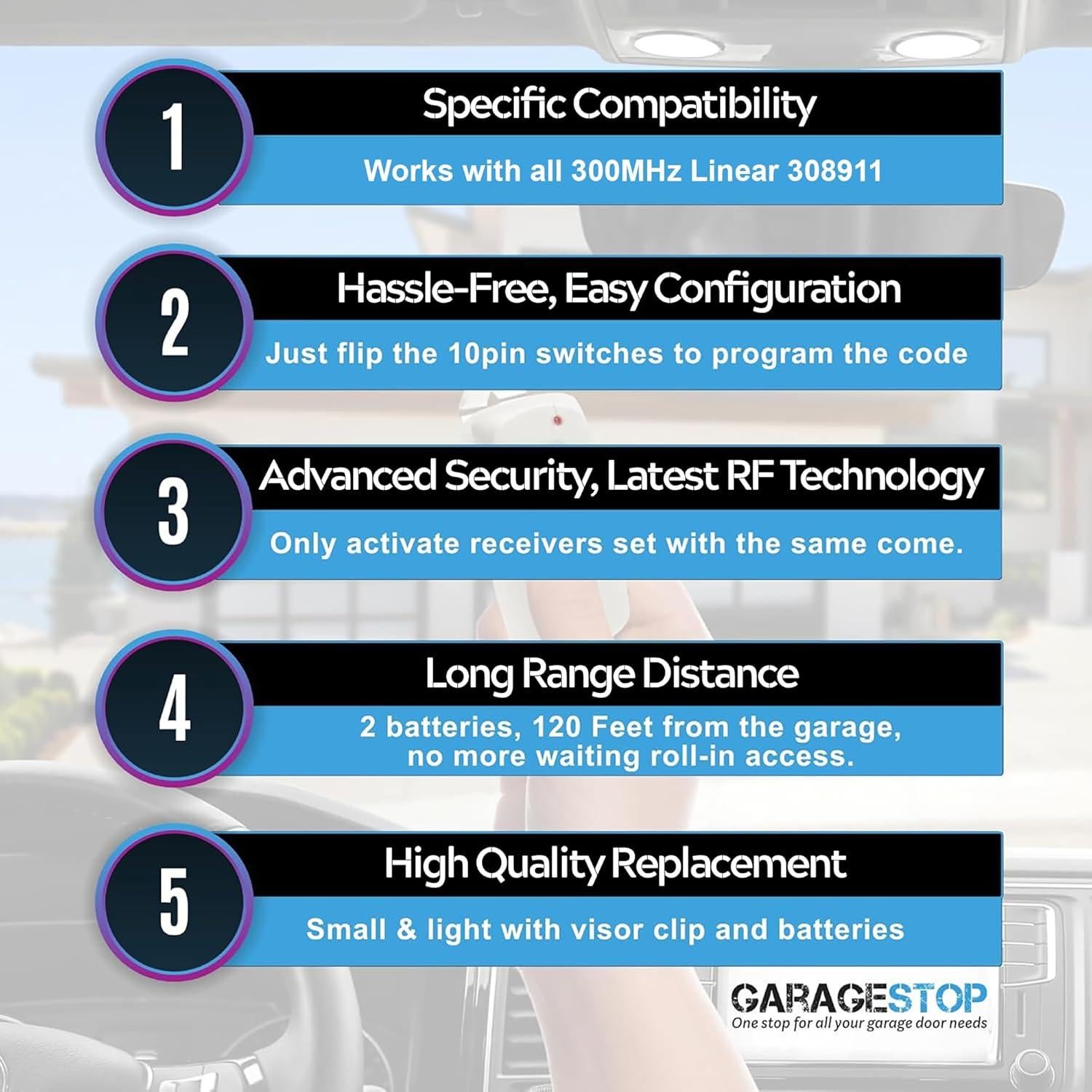 Control Remoto Garage Stop 2X Multicode 308911 300MHz