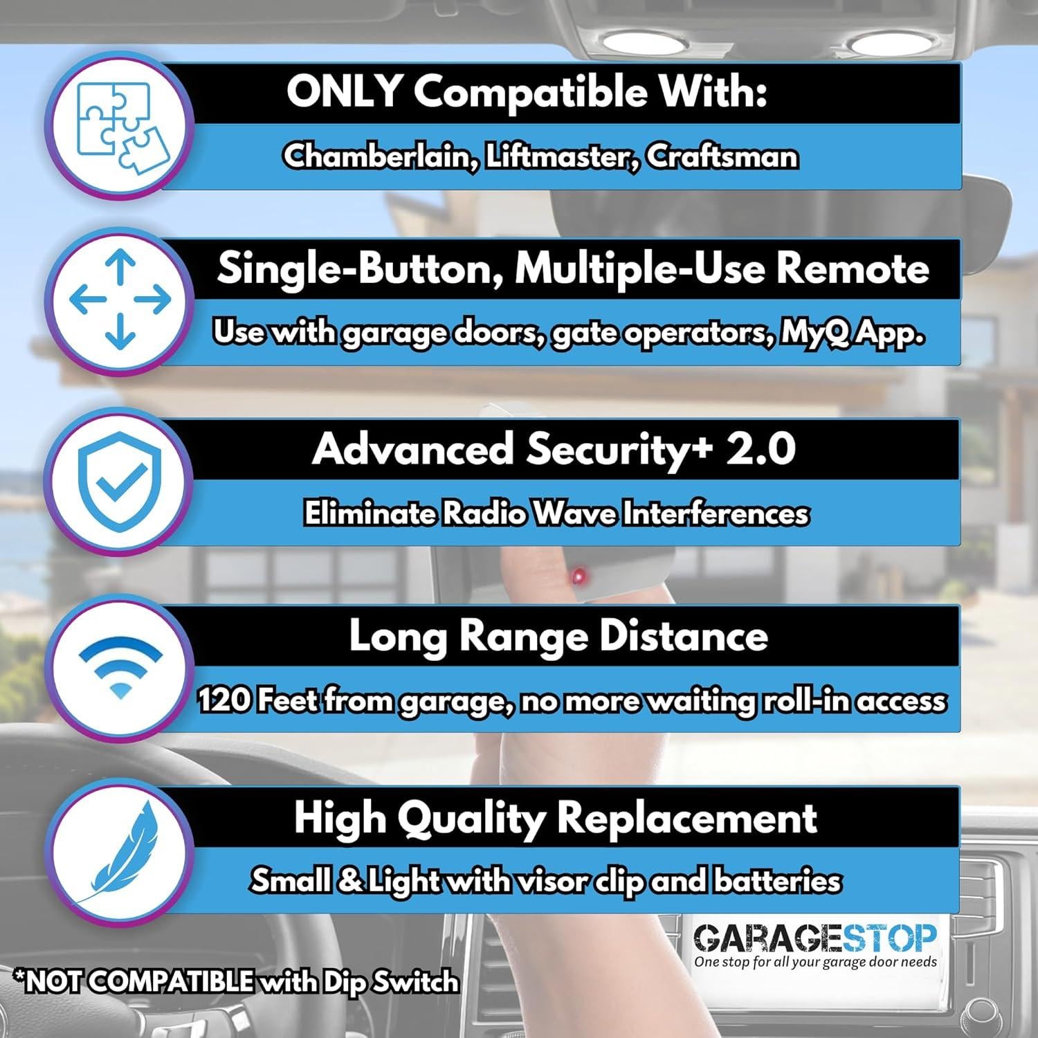 Control Remoto Garage Stop 891LM Liftmaster 2 Botones Reemplazo