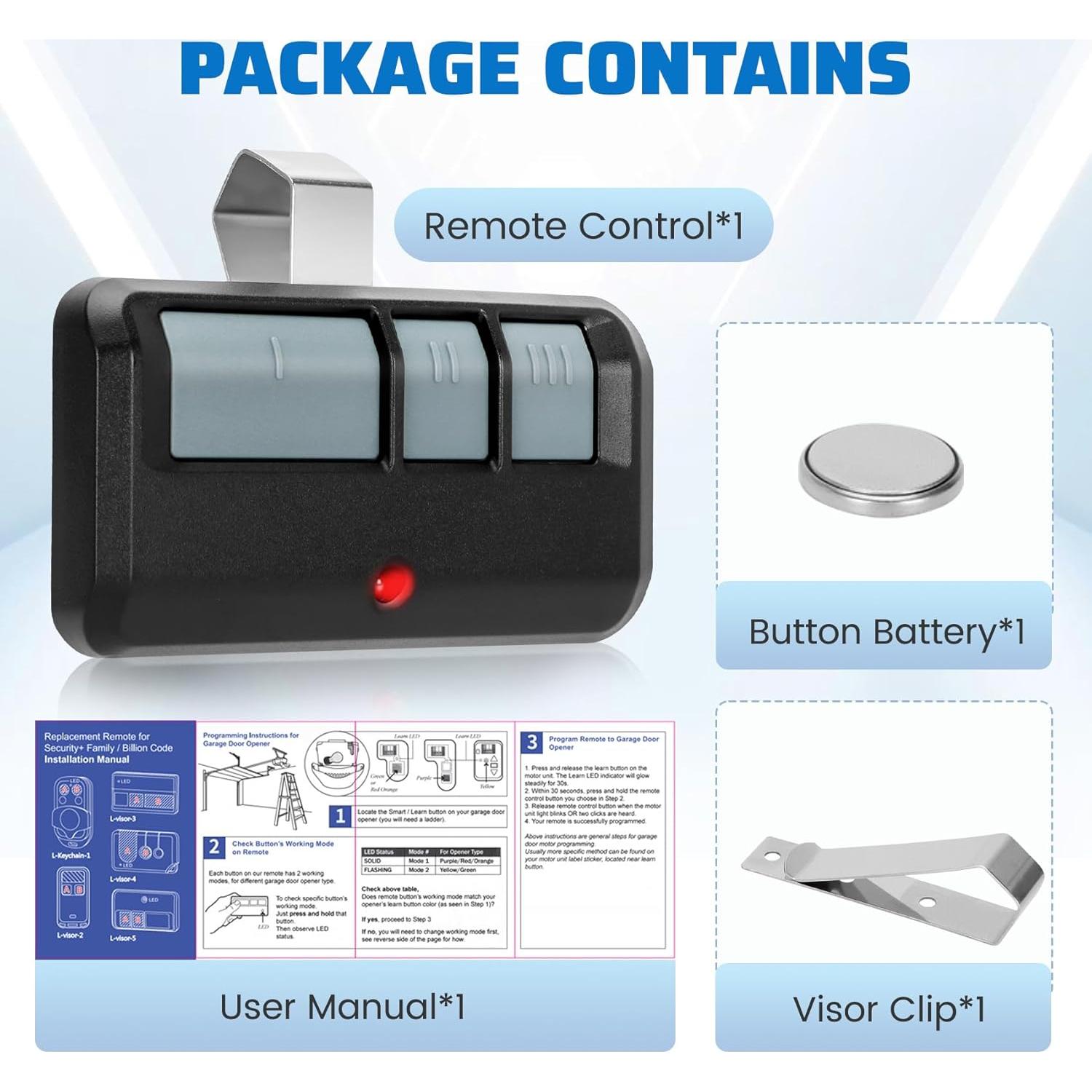 Control Remoto de Puerta de Garaje Pevxou 893LM Universal