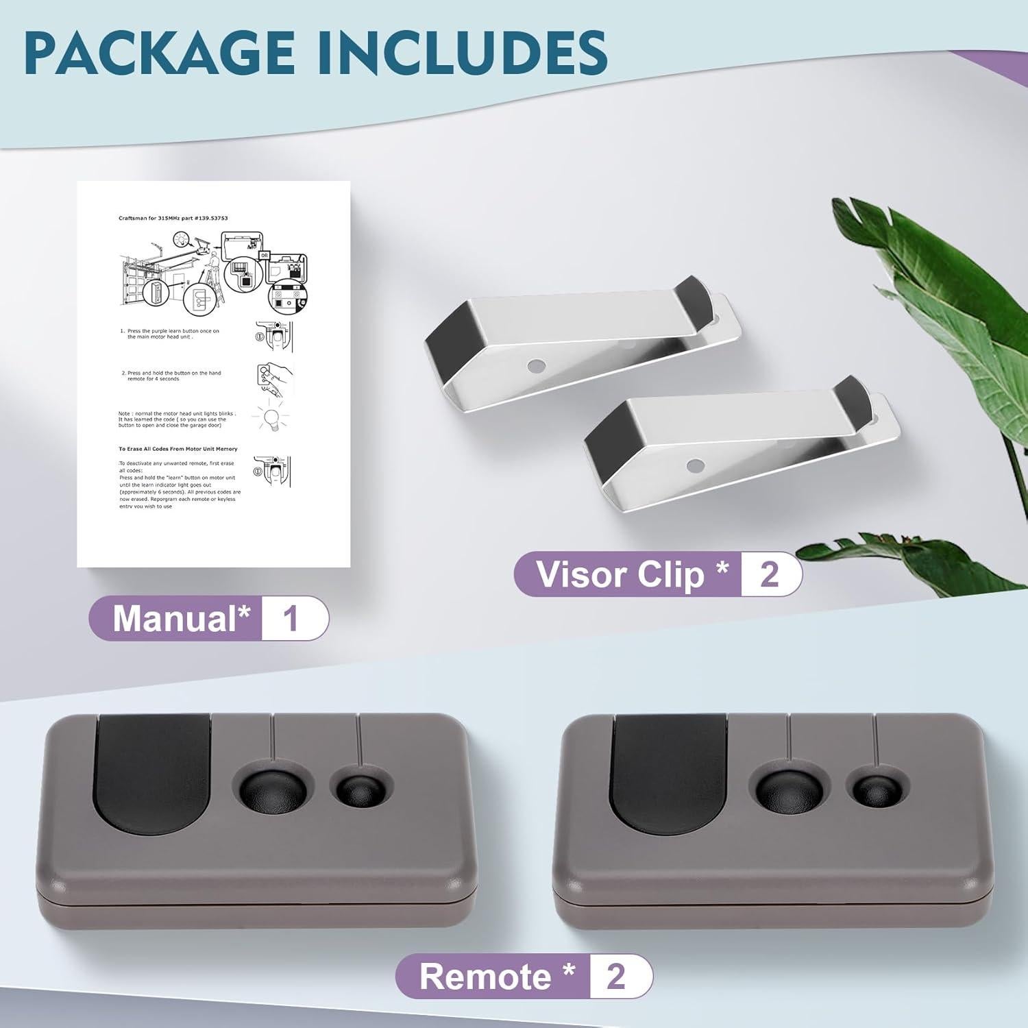 Control Remoto de Puerta de Garaje Cooouds 139.53753 x2