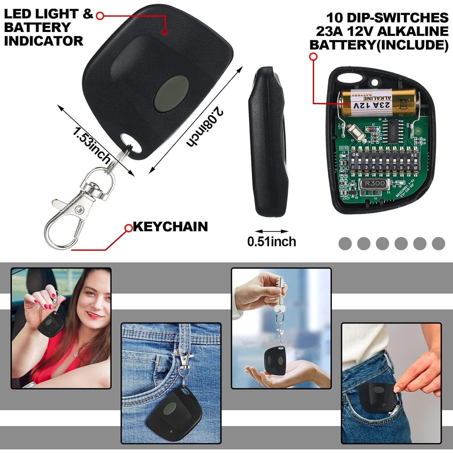 Control Remoto de Puerta de Garaje Kingdder 3089 300MHz Negro
