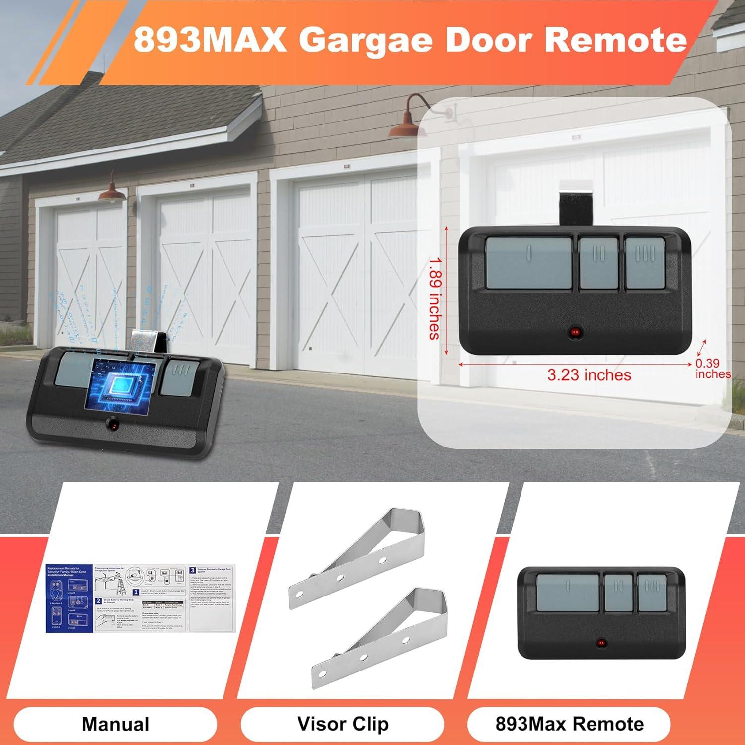 Control Remoto 893MAX Micnce para Puerta de Garaje - 3 Botones