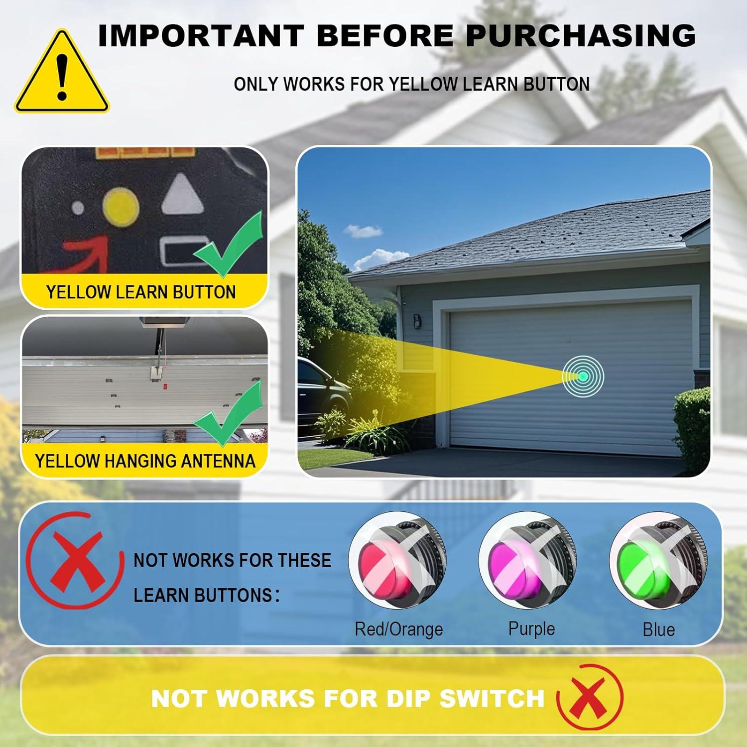 Control Remoto de Puerta de Garaje QSDIYRF 891LM Amarillo Security+2.0