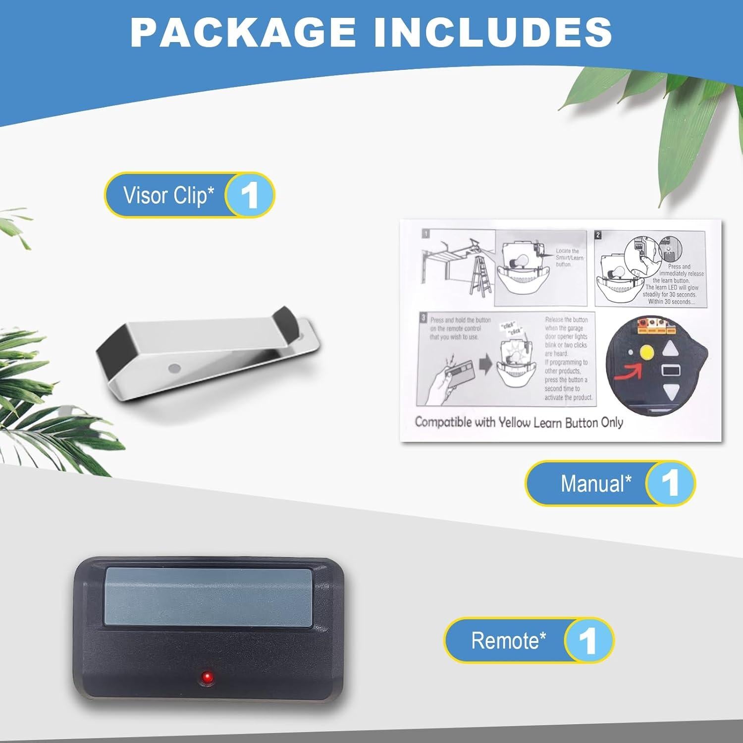 Control Remoto de Puerta de Garaje QSDIYRF 891LM Amarillo Security+2.0