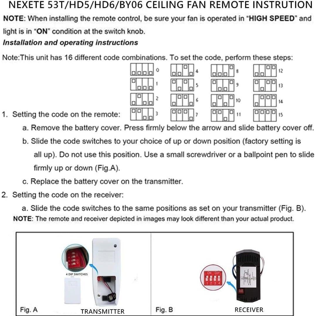 Control Remoto Universal para Ventilador de Techo Nexete 53T