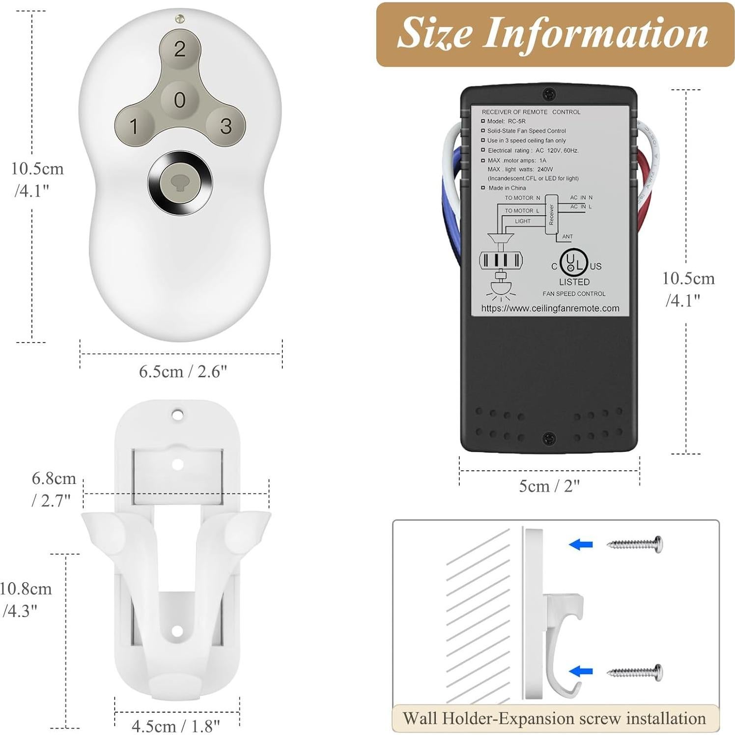 Control Remoto Universal para Ventilador de Techo Prichor RC-05+5R