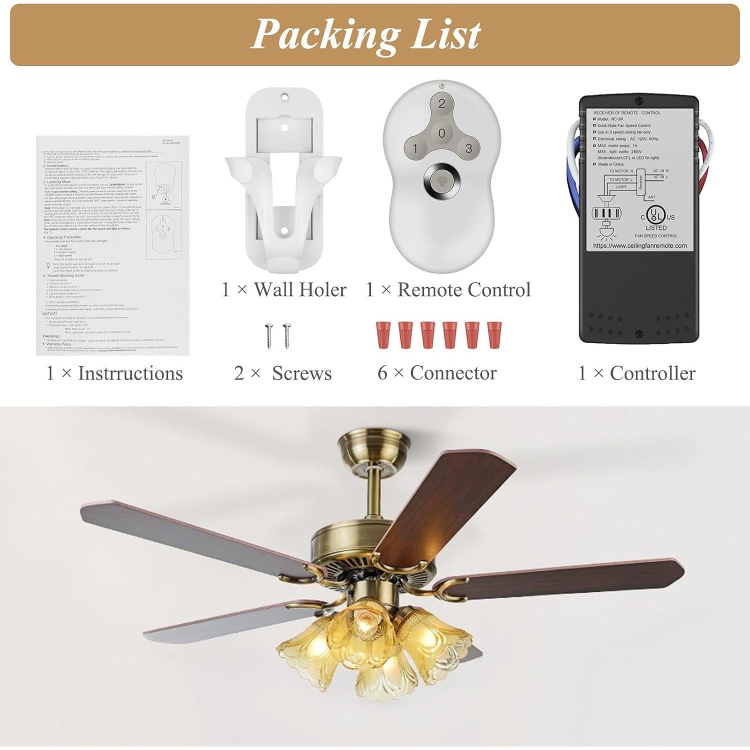 Control Remoto Universal para Ventilador de Techo Prichor RC-05+5R