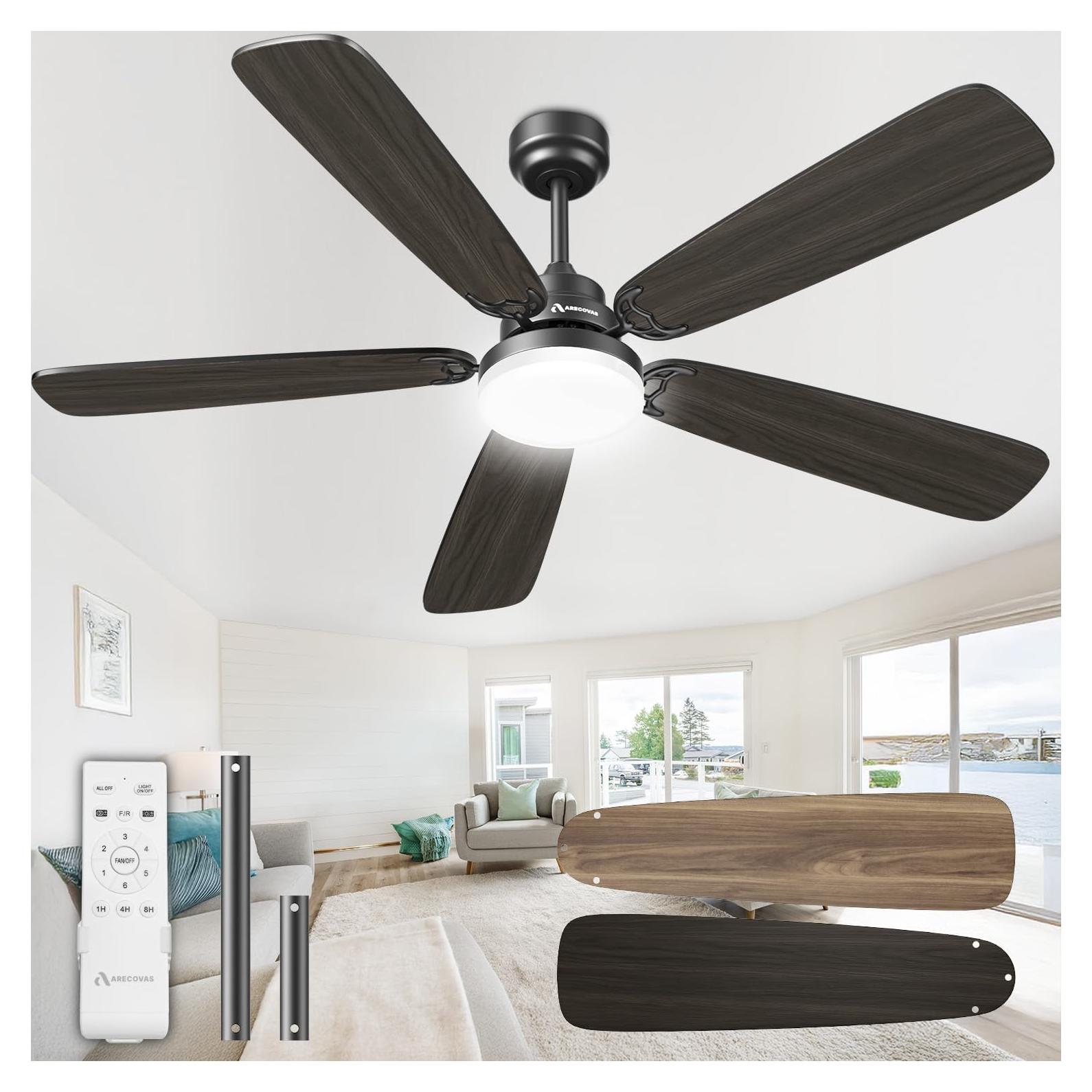 Ventilador de Techo Arecovas 132 cm con Luz LED y Control Remoto