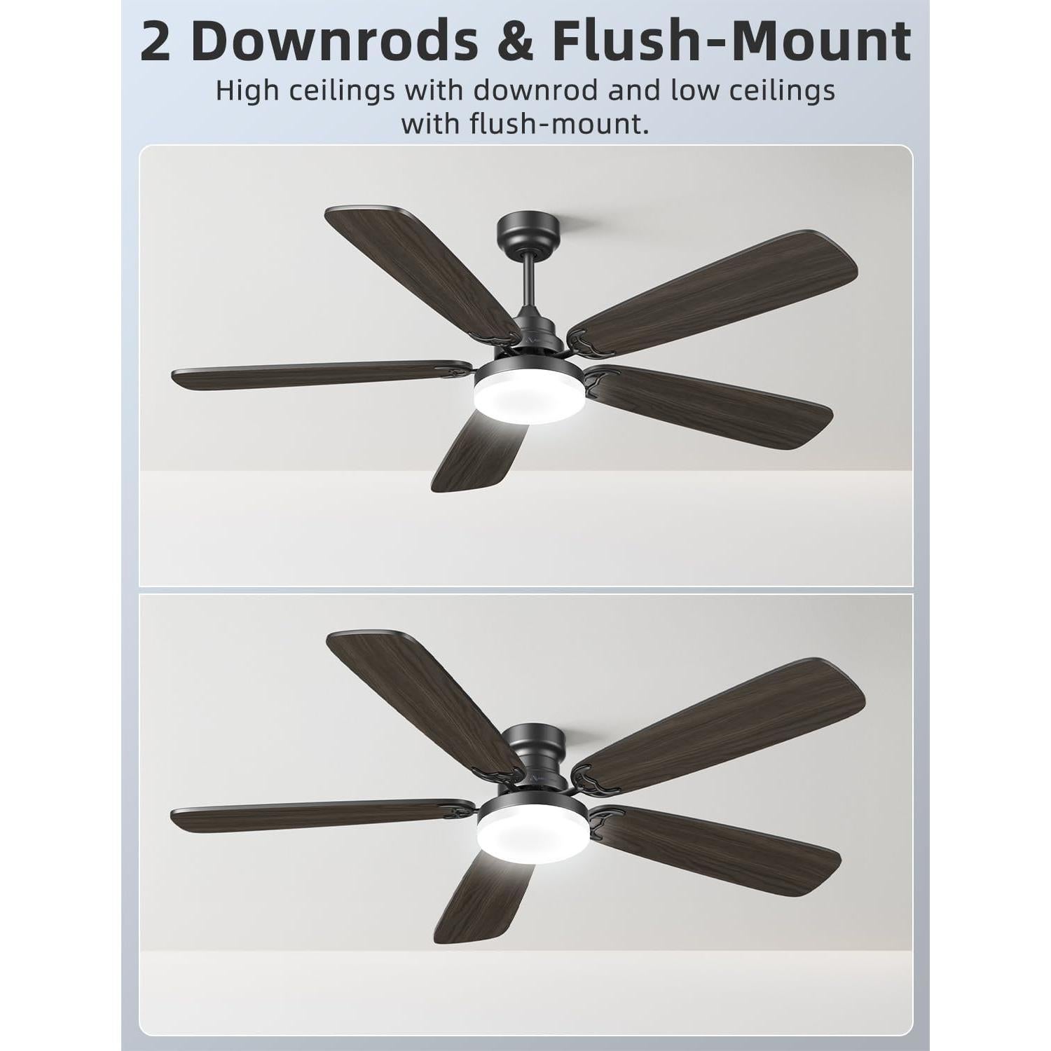 Ventilador de Techo Arecovas 132 cm con Luz LED y Control Remoto