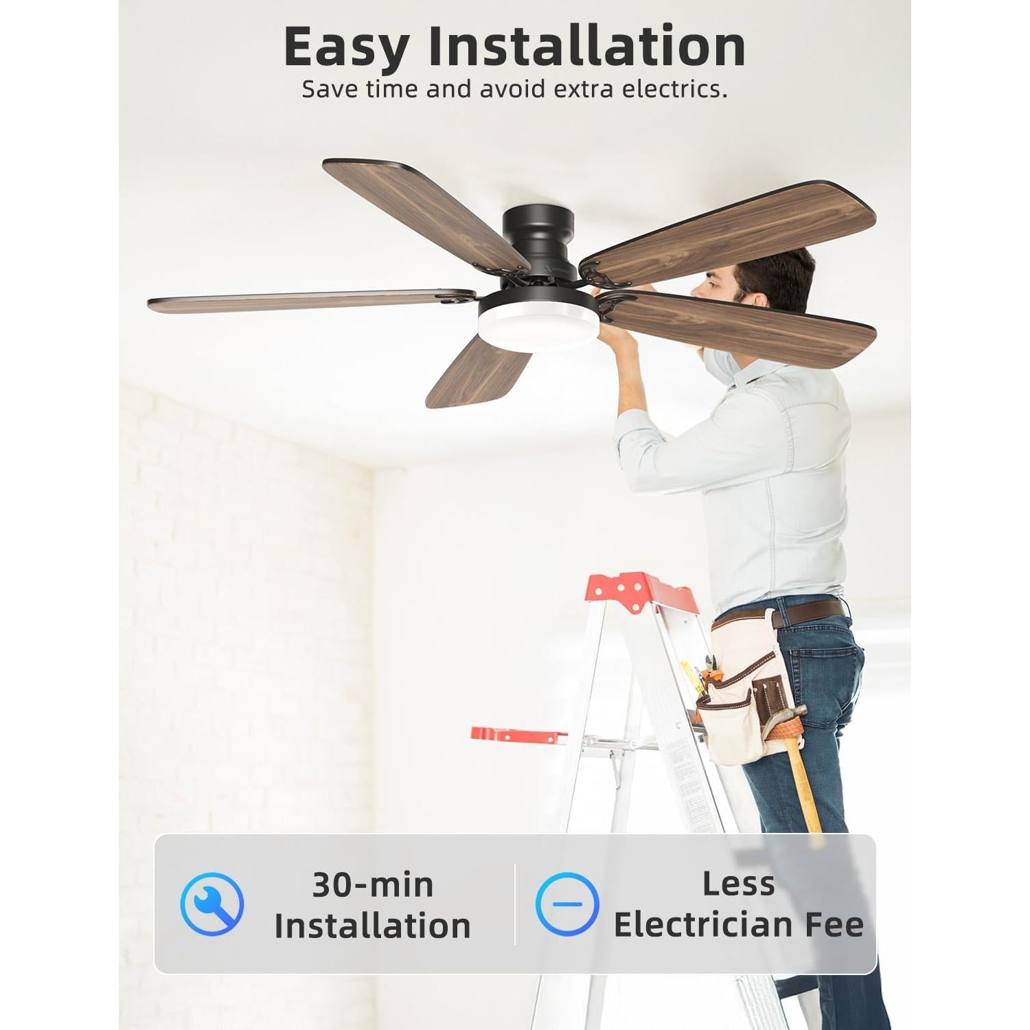 Ventilador de Techo Arecovas 132 cm con Luz LED y Control Remoto