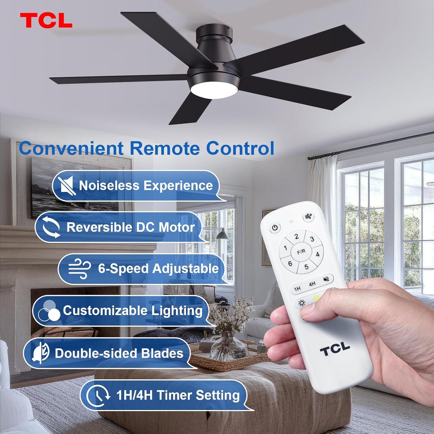 Ventilador de Techo TCL HFS2-22H00A0 132 cm con Luz LED y Control Remoto