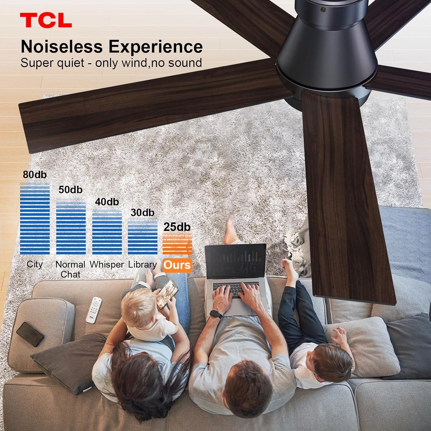 Ventilador de Techo TCL HFS2-22H00A0 132 cm con Luz LED y Control Remoto