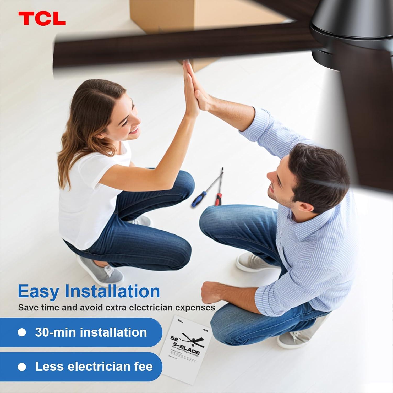 Ventilador de Techo TCL HFS2-22H00A0 132 cm con Luz LED y Control Remoto