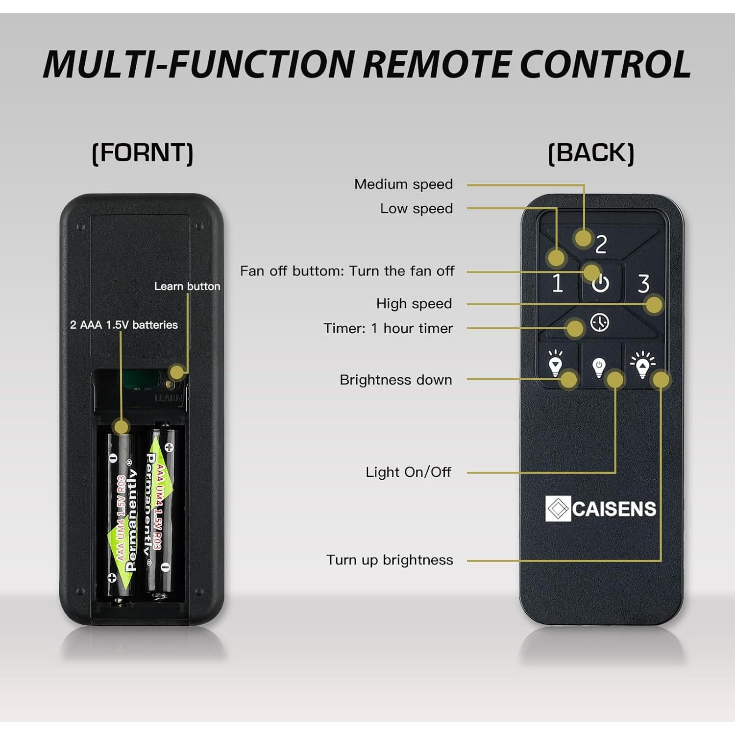 Control Remoto Universal para Ventilador de Techo Caisens 3 Velocidades