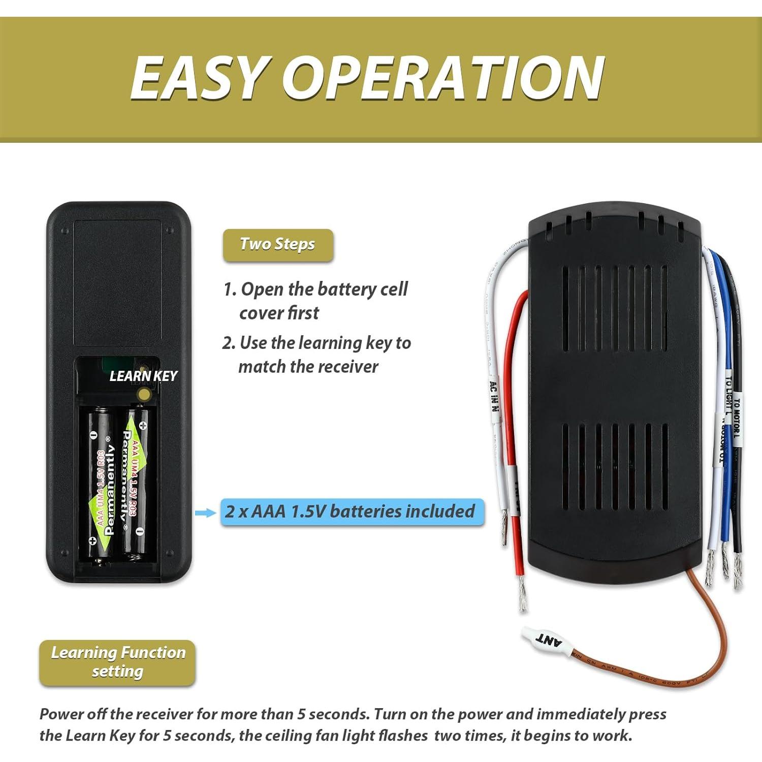 Control Remoto Universal para Ventilador de Techo Caisens 3 Velocidades