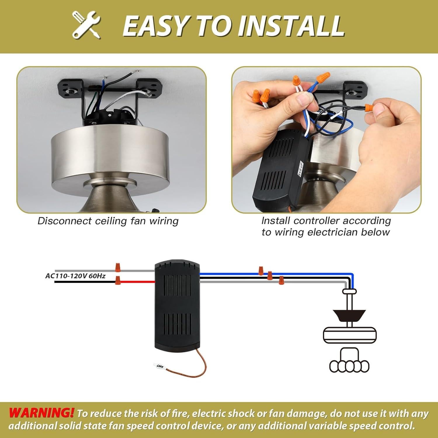 Control Remoto Universal para Ventilador de Techo Caisens 3 Velocidades