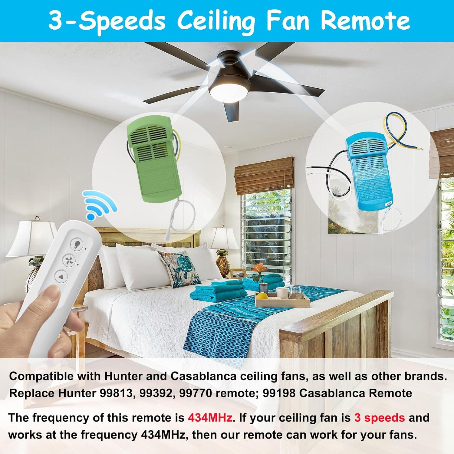 Control Remoto Hunter RC-82T para Ventilador de Techo 434MHz